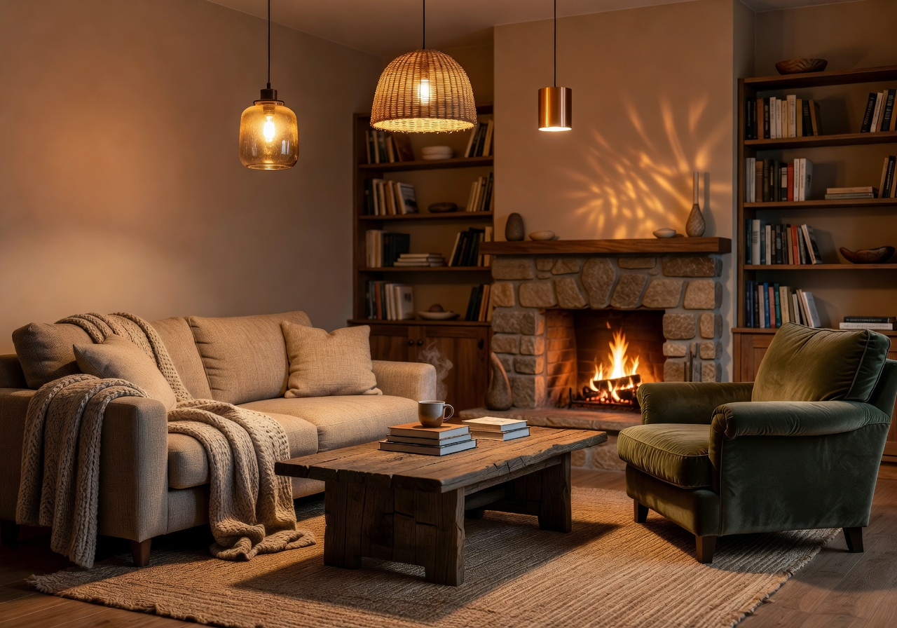 Cozy room with DIY decor accents