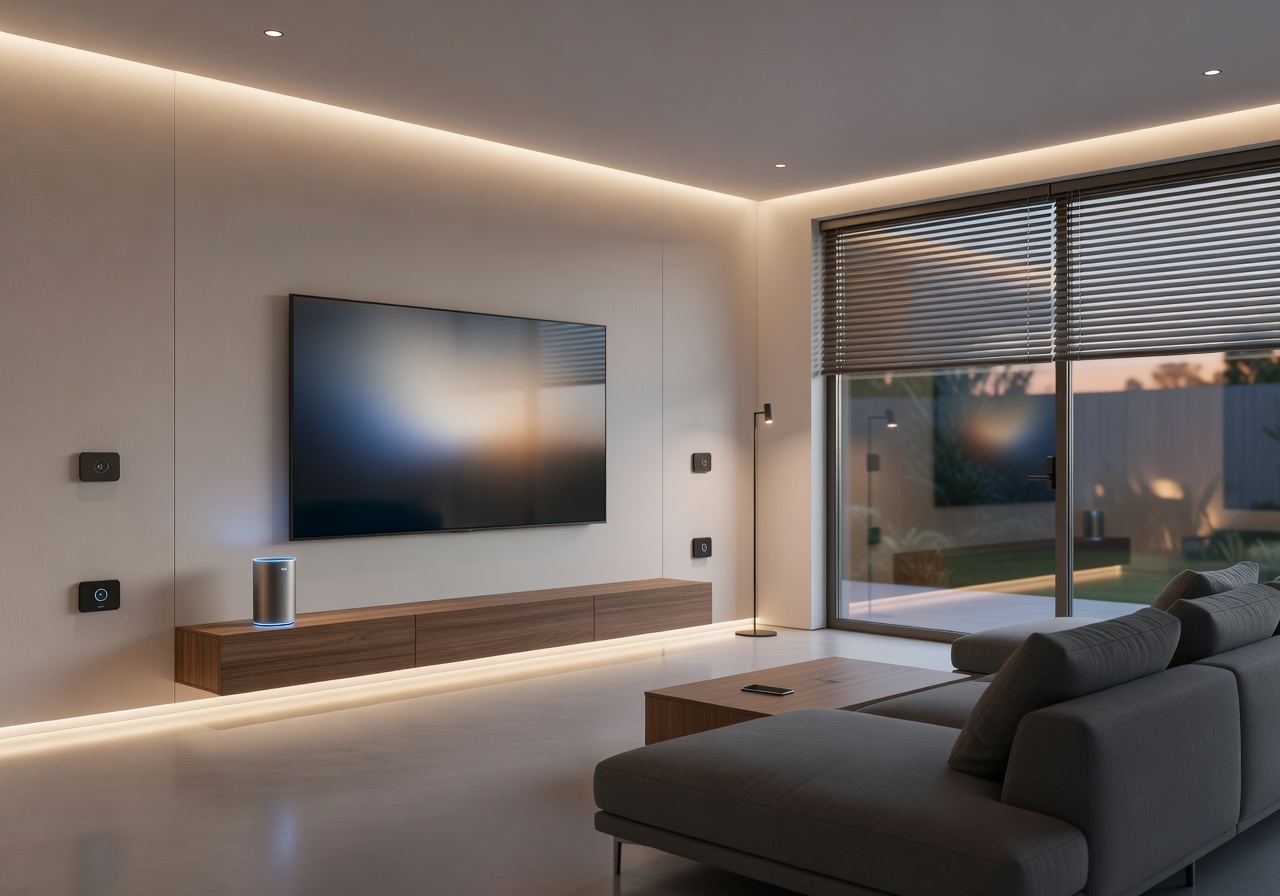Smart home interior with modern technology